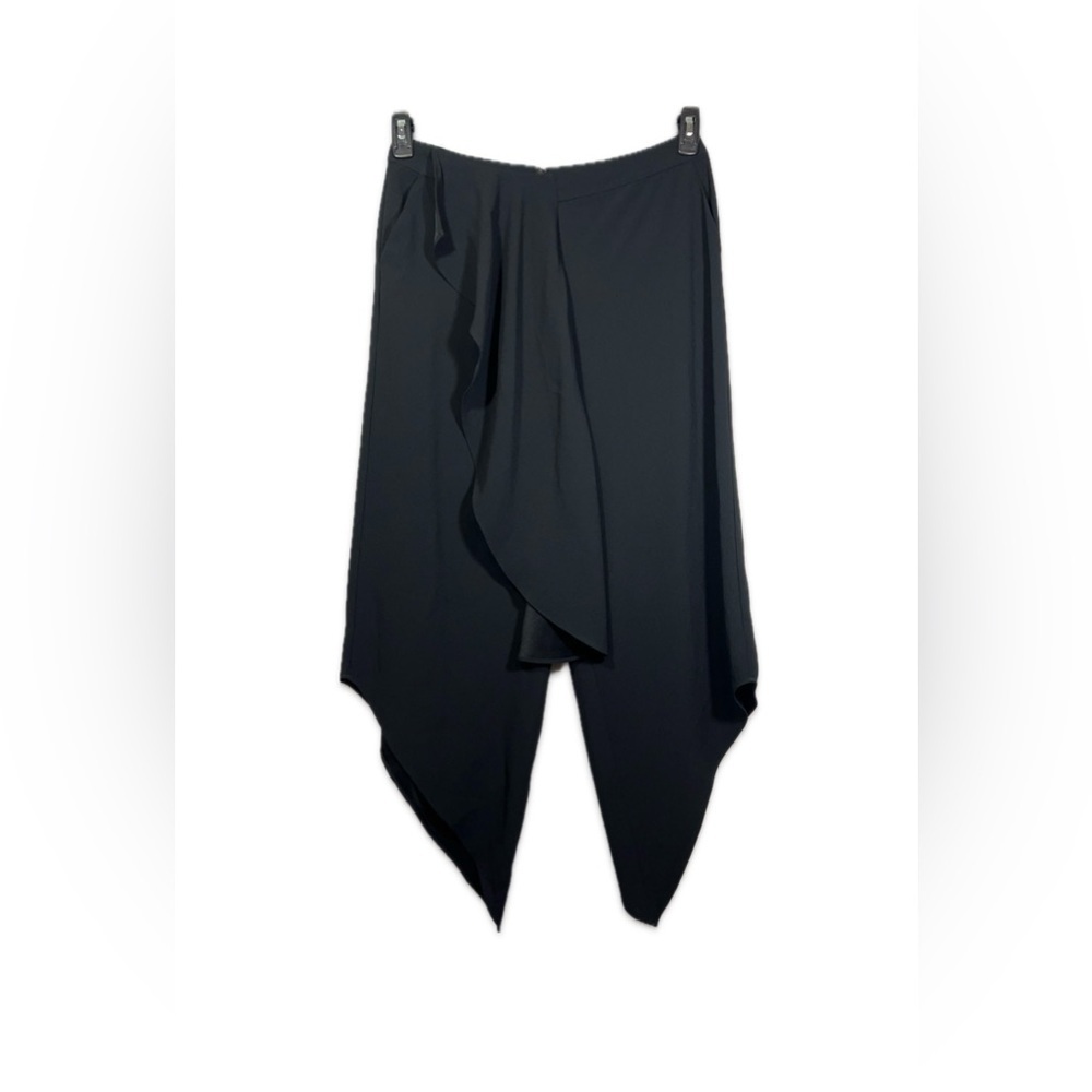 Haute Hippie Black Drape Front Pants Women’s Size 10 Asymmetric Legs